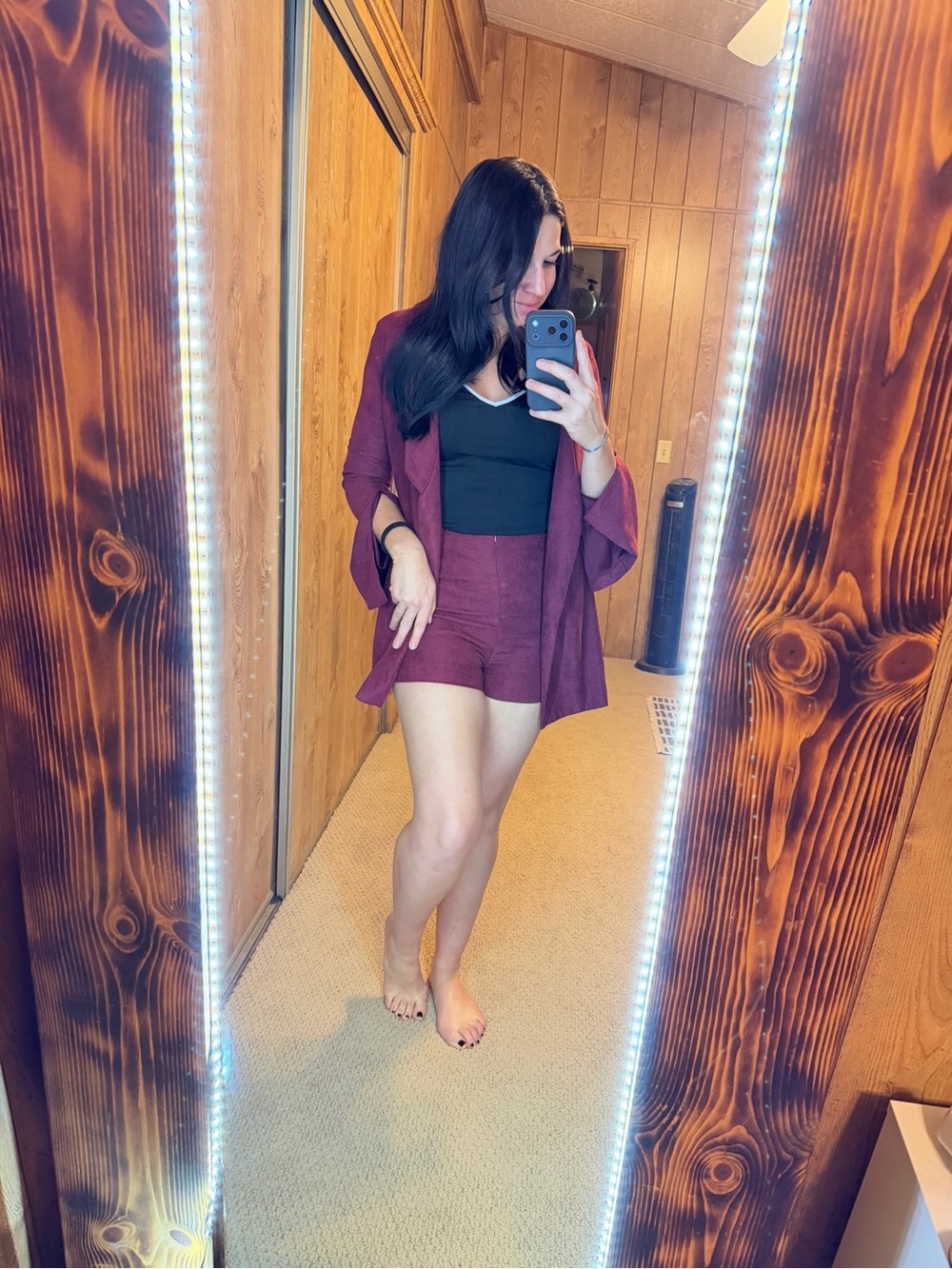 Women's Burgundy blazer Dress with Shorts